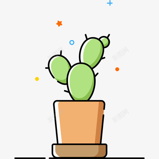 植物icon-仙人掌svg_新图网 https://ixintu.com 植物icon-仙人掌 线性 多色 可爱