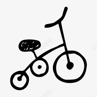 三轮车自行车涂鸦图标图标
