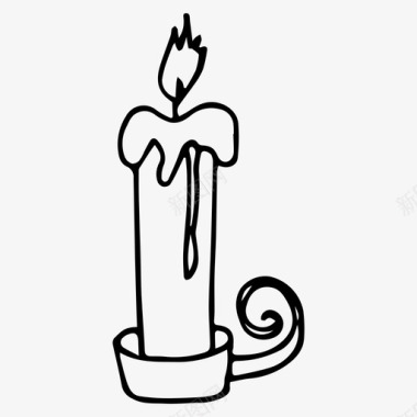 蜡烛万圣节素描图标图标