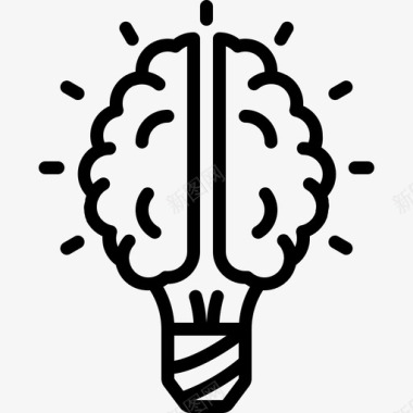 创新理念大脑灯泡图标图标