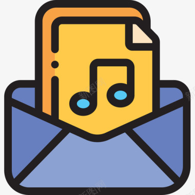 音乐文件电子邮件40线性颜色图标图标