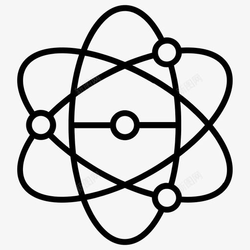 核原子科学图标svg_新图网 https://ixintu.com 加粗 原子 物理 科学 粗线