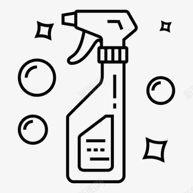 喷雾瓶清洁剂手部图标图标
