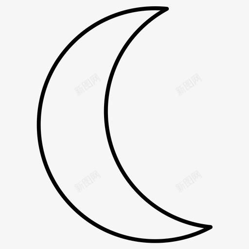 新月月亮天空图标svg_新图网 https://ixintu.com 天空 新月 月亮 线集 规则 通用