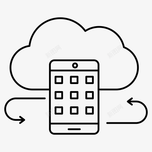 云互联网移动图标svg_新图网 https://ixintu.com 互联网 企业管理 移动 细线 网络