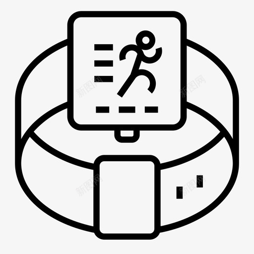 跑步跟踪器智能手表有氧运动健身图标svg_新图网 https://ixintu.com 健身 健身线 有氧运动 跑步 跑步跟踪器智能手表