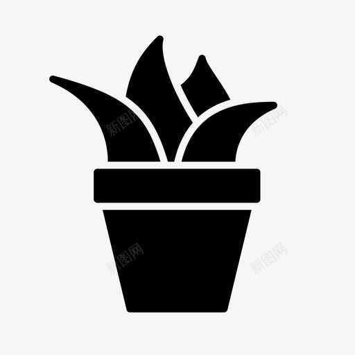 办公室植物装饰花图标svg_新图网 https://ixintu.com 办公室植物 叶 工作区固体图标集 盆栽 自然 花 装饰