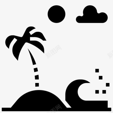 海滩夏威夷放松图标图标