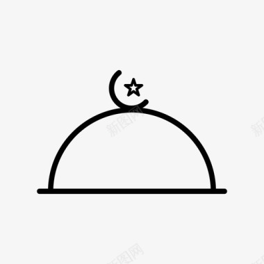 清真寺新月文化图标图标