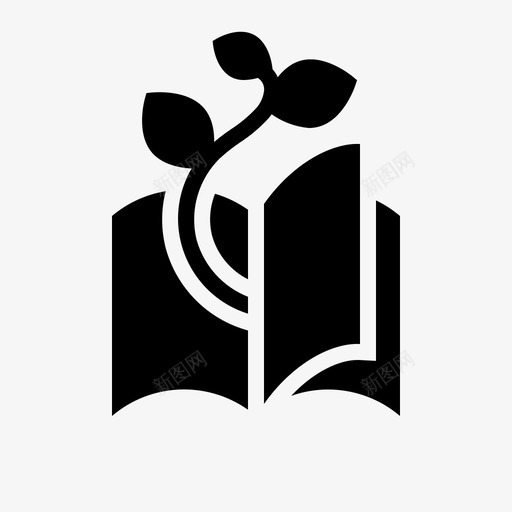 成长的知识书植物图标svg_新图网 https://ixintu.com 书 学校和教育系统雕文 成长的知识 植物