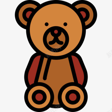泰迪熊玩具童年2线性颜色图标图标