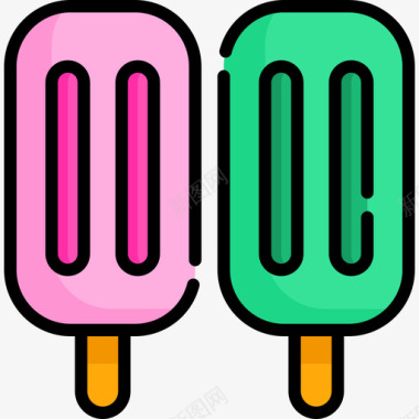 冰棒糖果和糖果14线性颜色图标图标