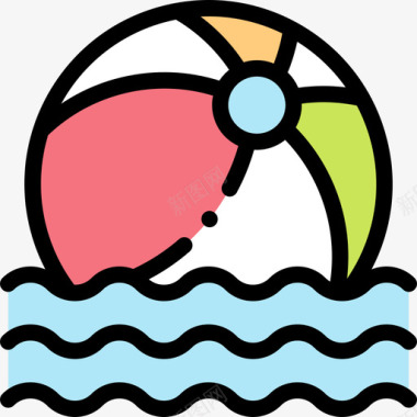 沙滩球假日59线性颜色图标图标