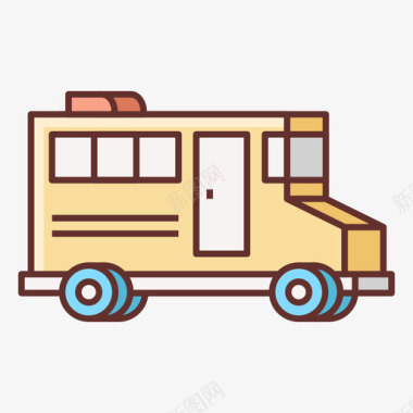 巴士夏季旅行线颜色图标图标