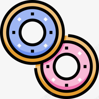 甜甜圈甜糖果线性颜色图标图标