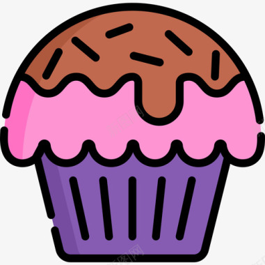 纸杯蛋糕糖果和糖果14线性颜色图标图标