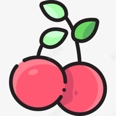 樱桃果实18线形颜色图标图标