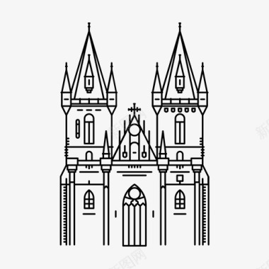 教堂建筑捷克图标图标