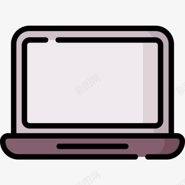 笔记本电脑媒体技术26线性彩色图标图标