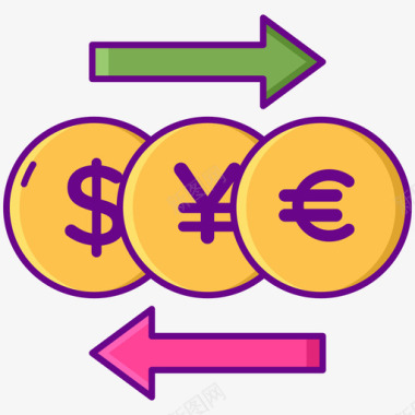 货币夏季旅行1线性颜色图标图标