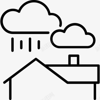 阵雨云房子图标图标