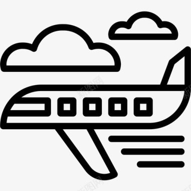 飞机背包客直线型图标图标