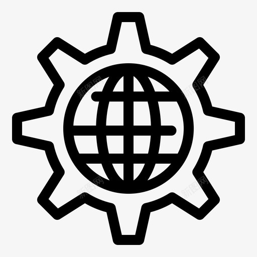 全球齿轮地球仪图标svg_新图网 https://ixintu.com 互联网 全球 地球仪 设置 齿轮