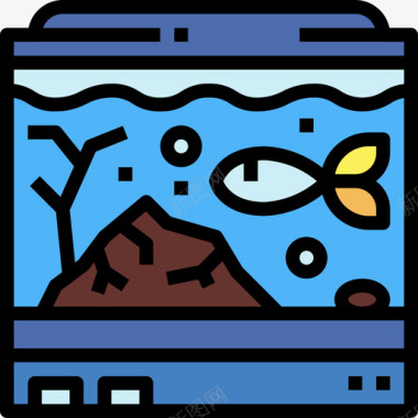 鱼缸水族馆3线性颜色图标图标