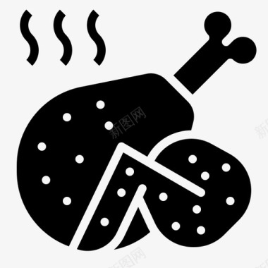 炸鸡食品烤肉图标图标