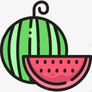 西瓜水果18线形颜色图标图标