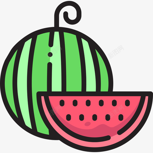 西瓜水果18线形颜色图标svg_新图网 https://ixintu.com 水果 线形 西瓜 颜色