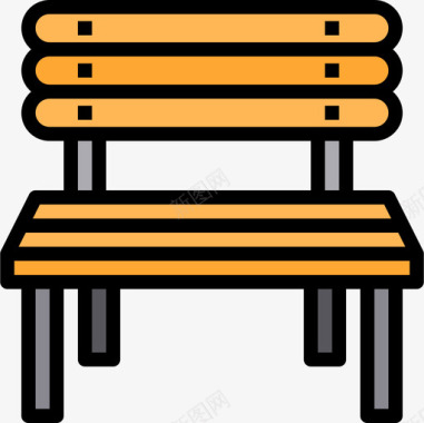 长椅家具129线性颜色图标图标