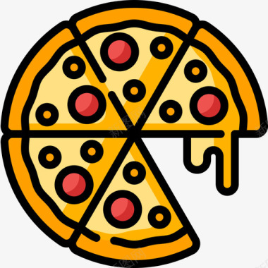 披萨派对67线性颜色图标图标