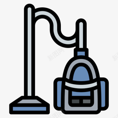 吸尘器家用电器21线性颜色图标图标