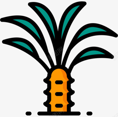 棕榈树侏罗纪5线形颜色图标图标