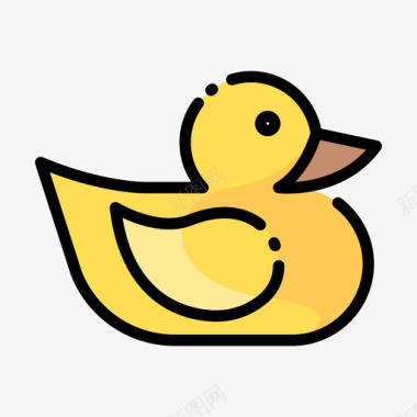 橡胶鸭婴儿淋浴30线性颜色图标图标