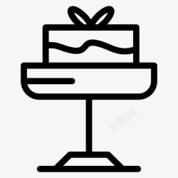 粗线条蛋糕托盘生日蛋糕图标高清图片