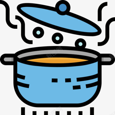 煮沸72号餐厅线性颜色图标图标