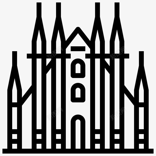 米兰大教堂建筑建筑和城市图标svg_新图网 https://ixintu.com 世界 地标 城市 大教堂 建筑 米兰 轮廓