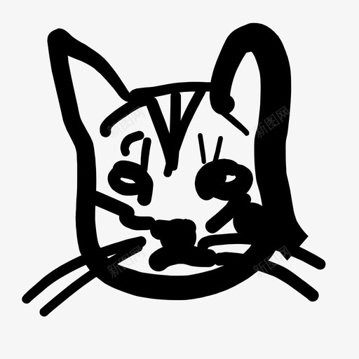 猫脸头小猫图标svg_新图网 https://ixintu.com 小猫 手绘 猫脸