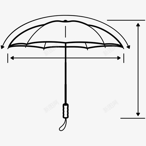 伞的参数直径长度图标svg_新图网 https://ixintu.com 参数 尺寸 展开 直径 长度
