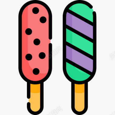 冰棒糖果和糖果14线性颜色图标图标