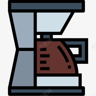 咖啡机咖啡店85线性颜色图标图标