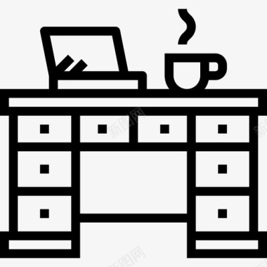 办公桌家具106直线型图标图标