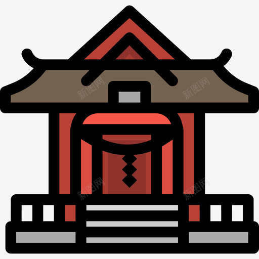 神社日本53线性颜色图标svg_新图网 https://ixintu.com 日本 神社 线性 颜色