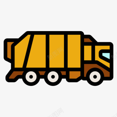 垃圾车运输164线性颜色图标图标