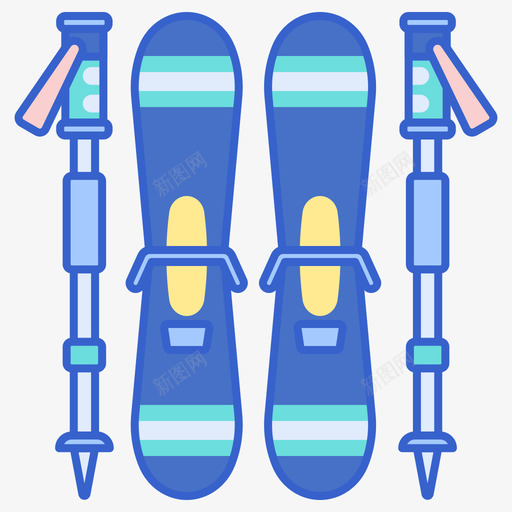 滑雪板冬季旅行线性颜色图标svg_新图网 https://ixintu.com 冬季旅行 滑雪板 线性颜色