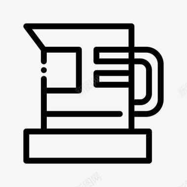 水壶咖啡茶线性图标图标