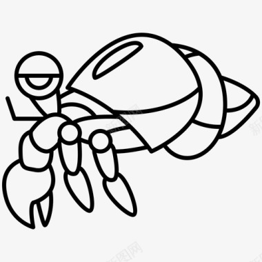 寄居蟹海滩甲壳类动物图标图标