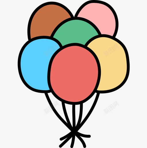 气球儿童玩具14彩色图标svg_新图网 https://ixintu.com 儿童玩具14 彩色 气球